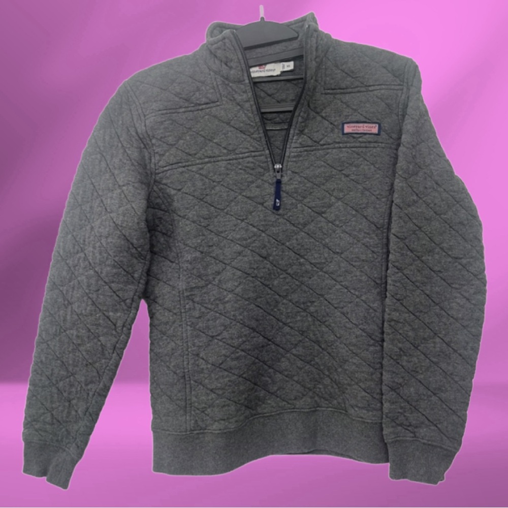 Vineyard Vines Charcoal Zip-Up Sweater